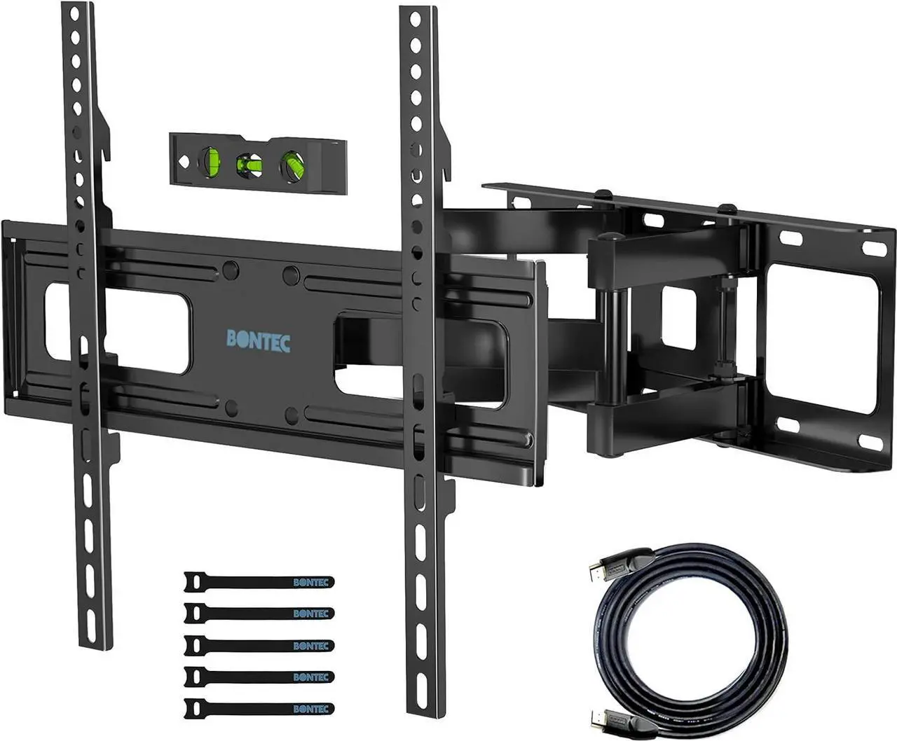 Main image of BONTEC Full Motion TV Wall Mount for 23-70" LED OLED OLCD UHD Flat Curved TVs, Tilt Swivel Dual Articulating 6 Arms TV Bracket Supports Up to 99lbs, Max VESA 400x400mm, Fit 8/12/16" Studs