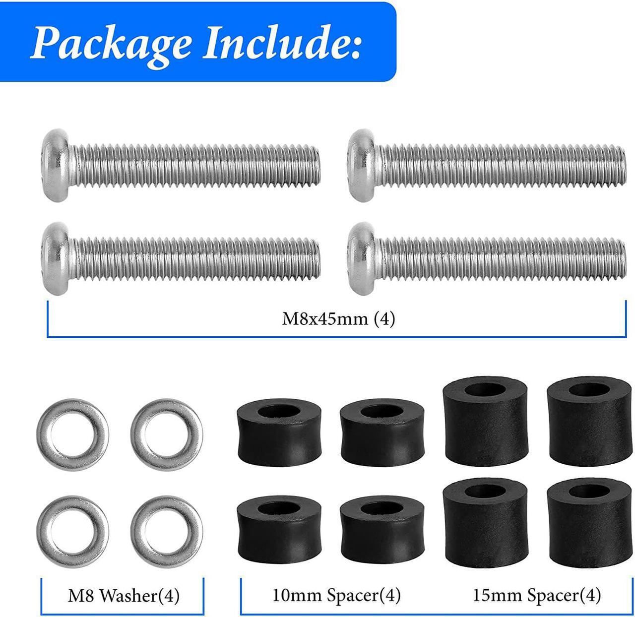 Alt view image 4 of 6 - Wall Mounting Screws Bolts for Samsung TV - M8 x 45mm with 25mm Long Spacers, Solid Screw Bolts Hardware for Mounting Samsung TV, TV Mounting Bolts Work with Samsung 50" 55" 60" 65" 70" 75" 82" TV