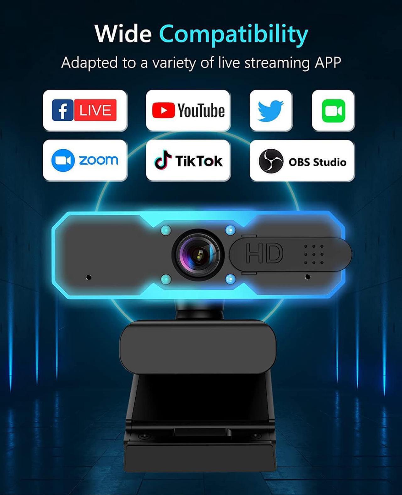 Alt view image 6 of 7 - NBPOWER 1080P 60FPS Streaming Webcam, Streaming Camera with Microphone and Fill Light,Autofocus,Work with Zoom/YouTube/Winsdows/Mac OS/Laptop/MacBook/PC Computer Camera