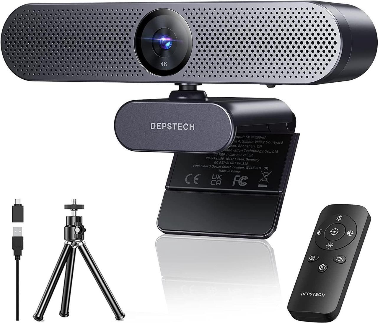 Main image of DEPSTECH Webcam 4K, DW50 Webcam with Remote, Compatible with Sony Sensor, Noise-Canceling Dual Mics Computer Camera, Auto-Focus, Low Light Correction Ideal for Streaming,Teams,OBS, PC,Laptop,Desktop