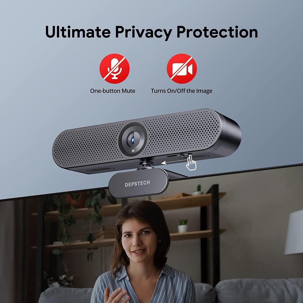 Alt view image 5 of 7 - DEPSTECH Webcam 4K, DW50 Webcam with Remote, Compatible with Sony Sensor, Noise-Canceling Dual Mics Computer Camera, Auto-Focus, Low Light Correction Ideal for Streaming,Teams,OBS, PC,Laptop,Desktop
