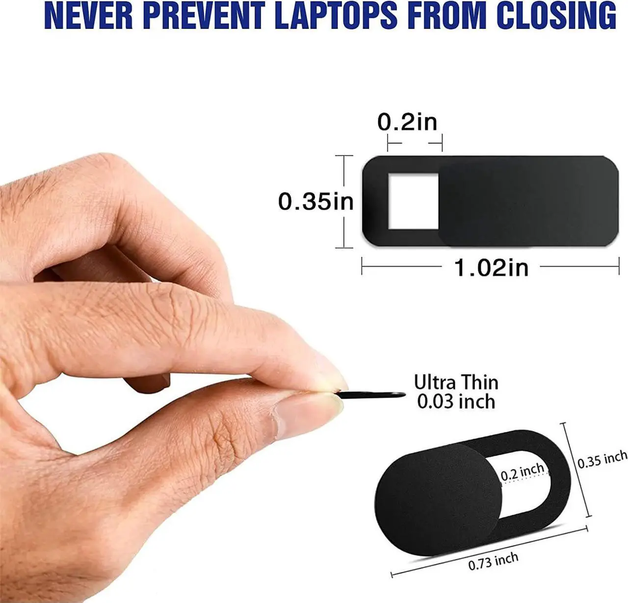 Alt view image 2 of 7 - Webcam Cover Slide,  6 Pack Ultra-Thin Laptop Web Camera Cover for MacBook Laptop PC Computer iMac iPad iPhone Cell Phone, 0.032in Thick Web Blocker Protect Your Privacy and Security (S, Black)
