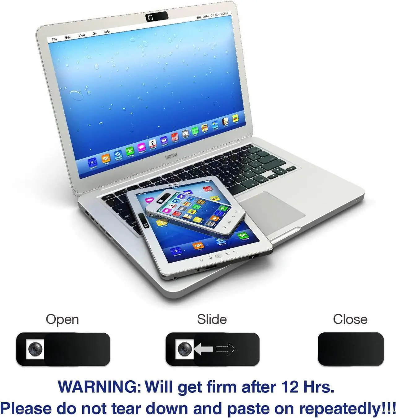 Alt view image 3 of 7 - Webcam Cover Slide,  6 Pack Ultra-Thin Laptop Web Camera Cover for MacBook Laptop PC Computer iMac iPad iPhone Cell Phone, 0.032in Thick Web Blocker Protect Your Privacy and Security (S, Black)