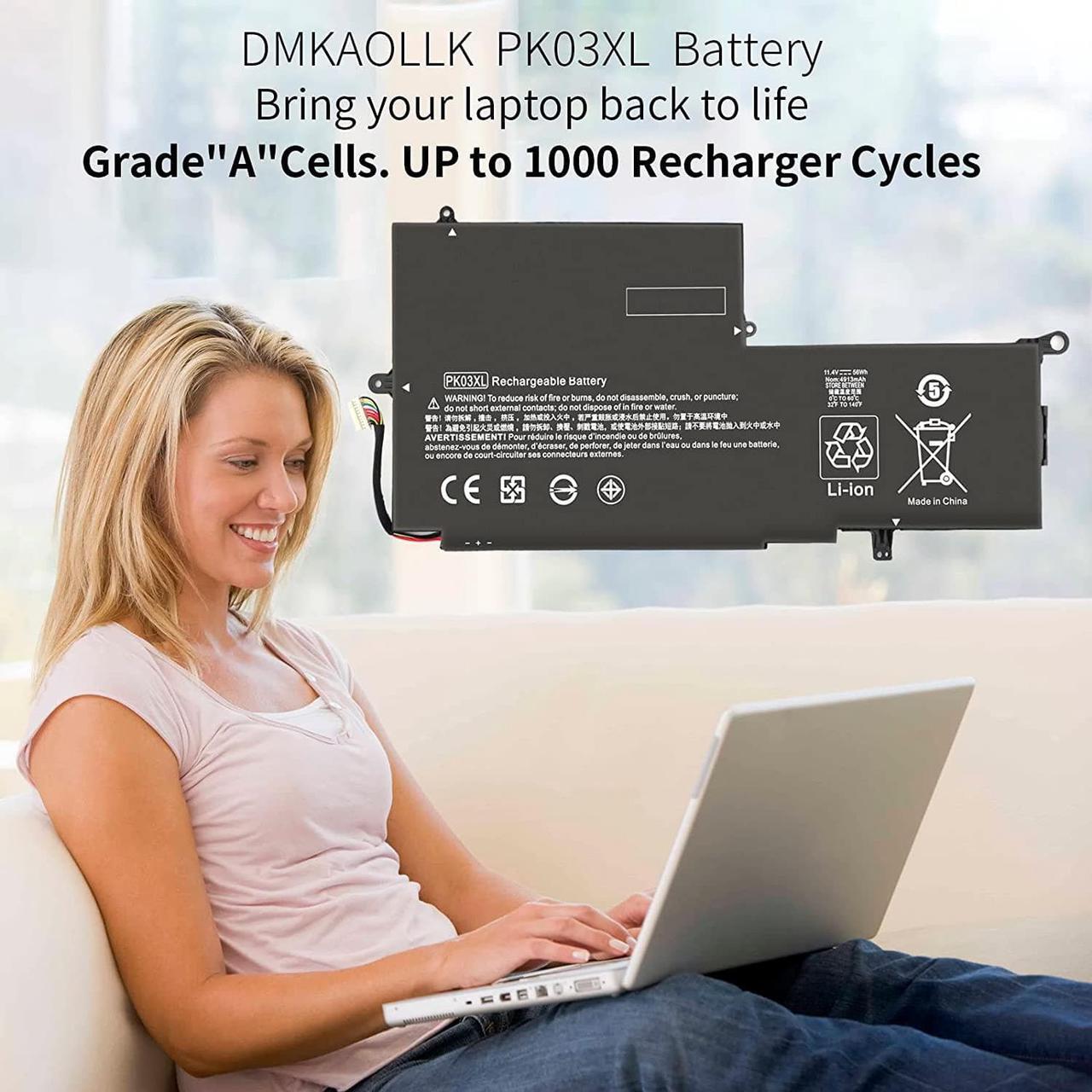 Alt view image 2 of 7 - PK03XL 789116-005 788237-2c3 Battery for HP Spectre X360 13-4002dx 13-4003dx 13-4005dx 13-4001dx 13-4100dx 13-4101dx 13-4102dx 13-4103dx 13-4110dx 13-4116dx 13-4193dx 13-4125nr 13t-4000 13-y023cl