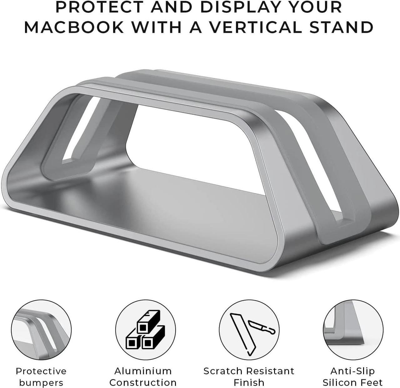 Alt view image 2 of 7 - Vertical Laptop Stand for MacBook Compatible with MacBook Pro Stand MacBook Air Stand Laptop Holder for Apple Laptop Desk Stand Laptop Vertical Stand MacBook Stand in Space Gray