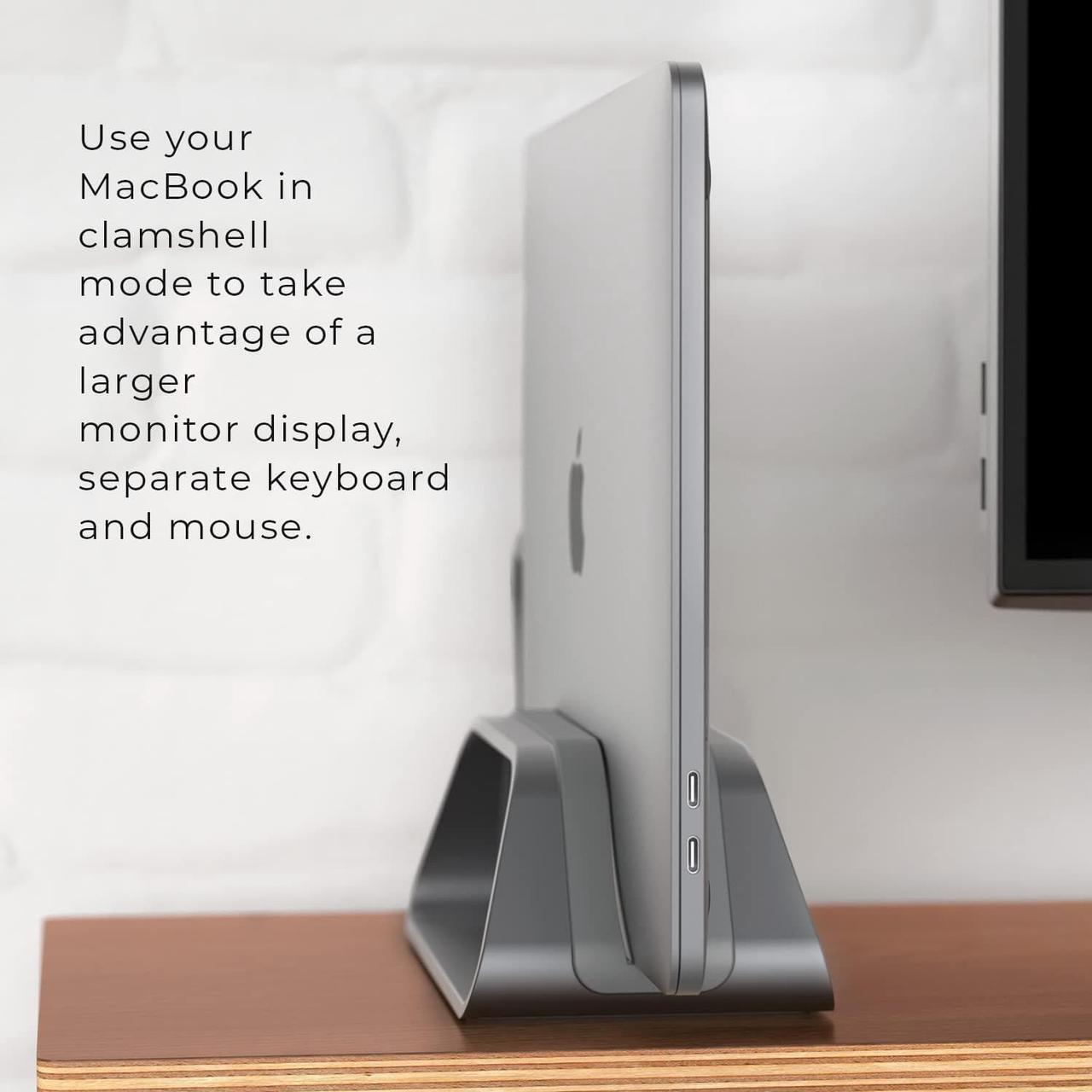 Alt view image 5 of 7 - Vertical Laptop Stand for MacBook Compatible with MacBook Pro Stand MacBook Air Stand Laptop Holder for Apple Laptop Desk Stand Laptop Vertical Stand MacBook Stand in Space Gray