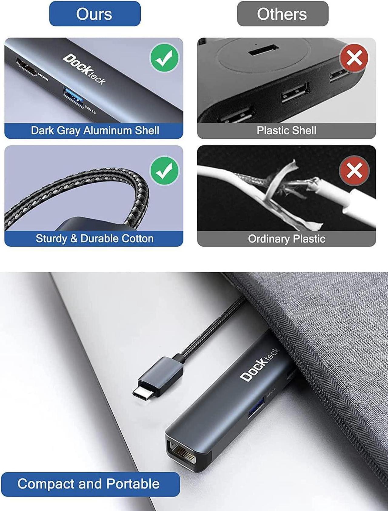 Alt view image 6 of 7 - USB C Hub Ethernet,  5-in-1 USB-C Hub Multiport Adapter with USB C to 4K HDMI,1Gbps LAN, 3 USB 3.0, for MacBook Air/Pro, iPad Air/Pro, Surface Pro, XPS and More