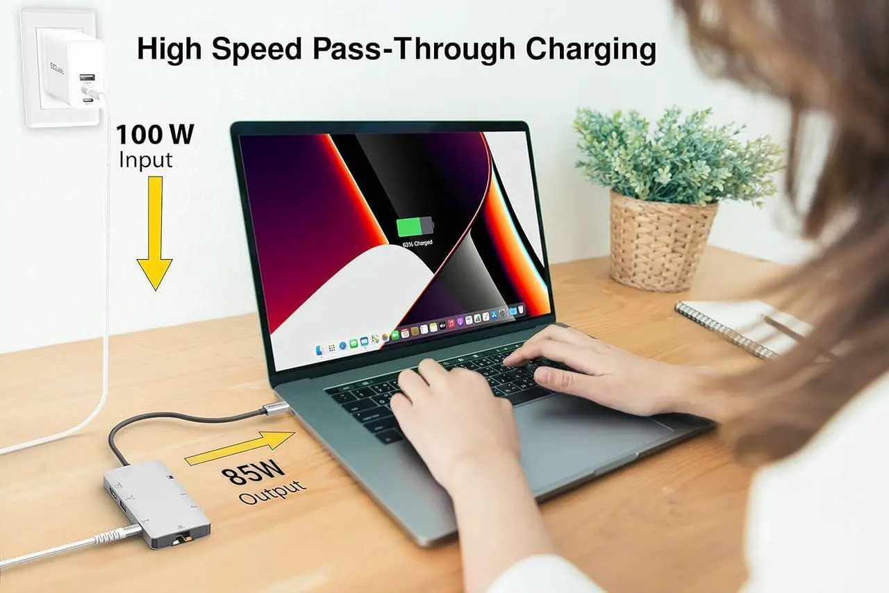 Alt view image 6 of 7 - EZQuest USB C Hub Docking Station 8 in 1 with 4K HDMI, 1 Gbit Ethernet, 3 USB A 3.0 Ports, 1 USB-C PD/Data, SD/Micro SD for Work and Travel, Compatible with MacBook/Dell/HP/Lenovo/Laptops