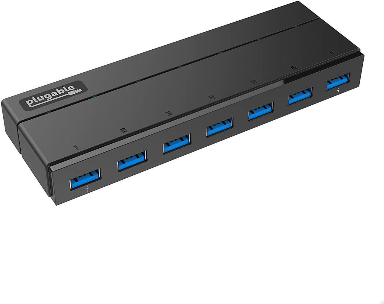 Plugable 7-Port USB 3.0 Hub with 36W Power Adapter - Driverless - Effortlessly Connect Devices and Transfer Data at High Speeds