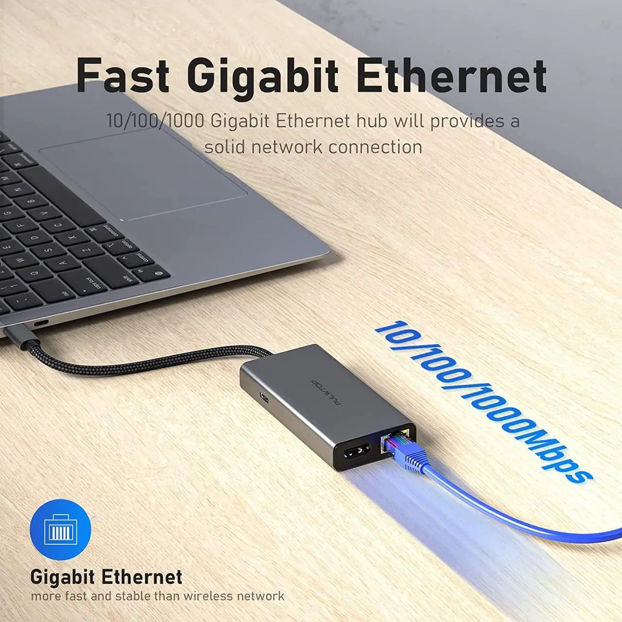 Alt view image 5 of 7 - Laptop Docking Station 6 in 1 USB C HUB Multiport Adapter Dock with 4 * 10Gbps USB C Port 1*HDMI@4K60Hz 100 W PD Charger Gigabit Ethernet for Laptop