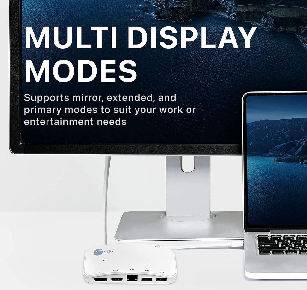 Alt view image 3 of 7 - Mini DisplayPort Thunderbolt 2 1080p Video Dock / Docking Station -1080p HDMI or DisplayPort (DP) - USB 3.0 and Gb Ethernet Adapter Hub for MacBook, Surface Pro 2/3/4/5 and Laptop (JU-H30212-S1)
