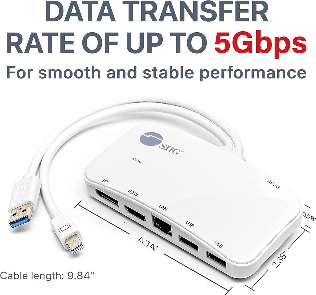 Alt view image 6 of 7 - Mini DisplayPort Thunderbolt 2 1080p Video Dock / Docking Station -1080p HDMI or DisplayPort (DP) - USB 3.0 and Gb Ethernet Adapter Hub for MacBook, Surface Pro 2/3/4/5 and Laptop (JU-H30212-S1)