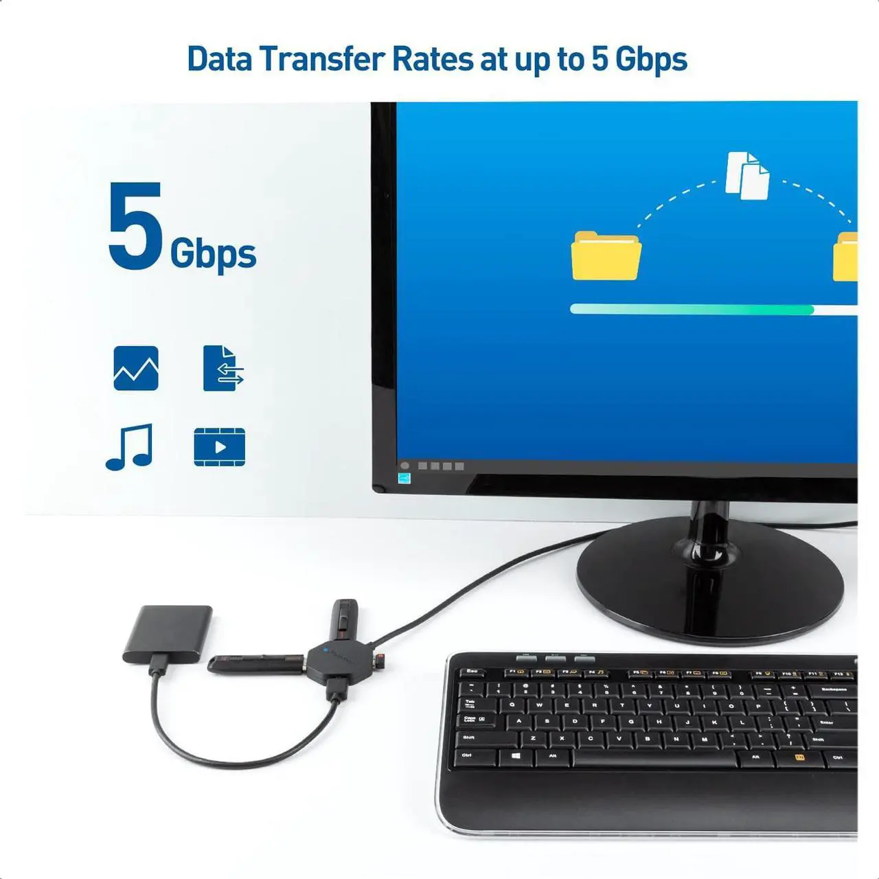 Alt view image 3 of 7 - Cable Matters Ultra Mini 4 Port USB Hub with Long 4 ft Extension Cable Tail (USB 3.0 Hub, USB Extension Hub, USB Hub Long Cord, USB Extension Cable Multiple Port) in Black
