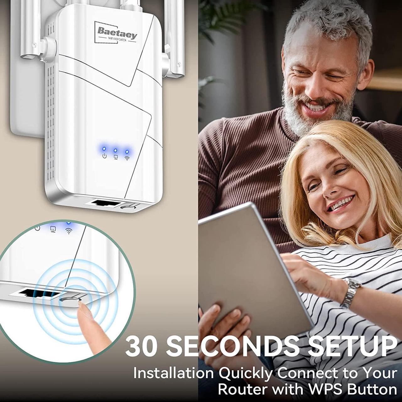 Alt view image 4 of 6 - 2023 Release WiFi Extender Signal Booster - for Home Covers Up to 10000 sq. ft and 45 Devices, Wireless Internet Repeater, Easy Setup, Compatible w/Cox, Fire Stick, Alexa, Ring