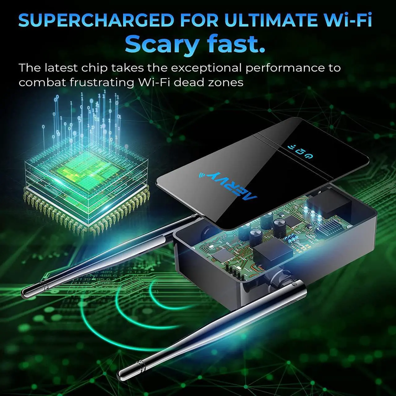 Alt view image 3 of 6 - 2023 WiFi Extender - Internet Signal Booster for Home, Coverage up to 9,800 sq.ft ,Wireless Repeater with Ethernet Port, 1-Tap Setup
