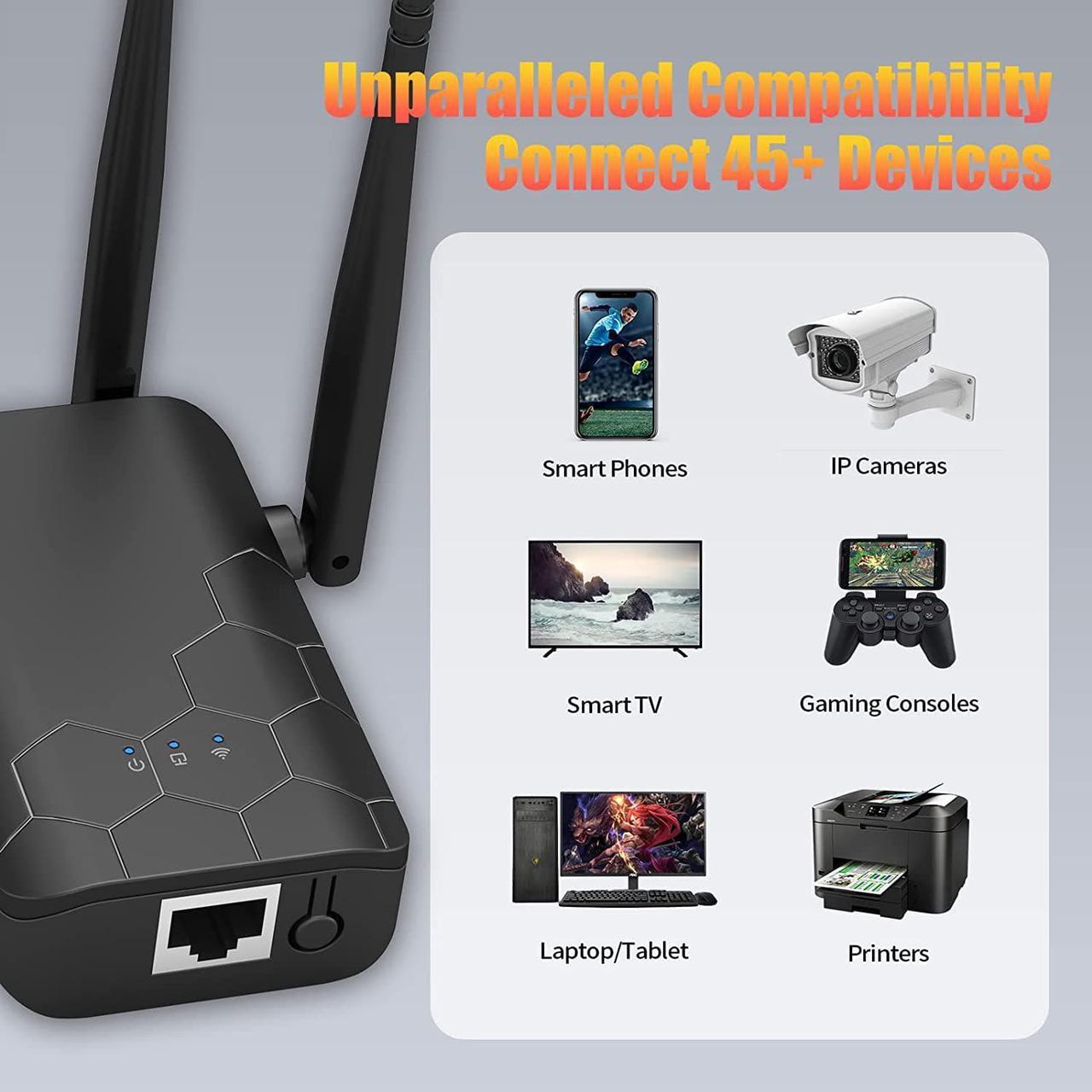 Alt view image 3 of 7 - 2023 WiFi Extender Signal Booster for Home, Internet Range Extenders Cover up to 10000 Sq.ft for Home, High Speed Wi Fi Repeater Easy Setup, Compatible with IP Cameras, Fire Stick TV, Alexa Devices