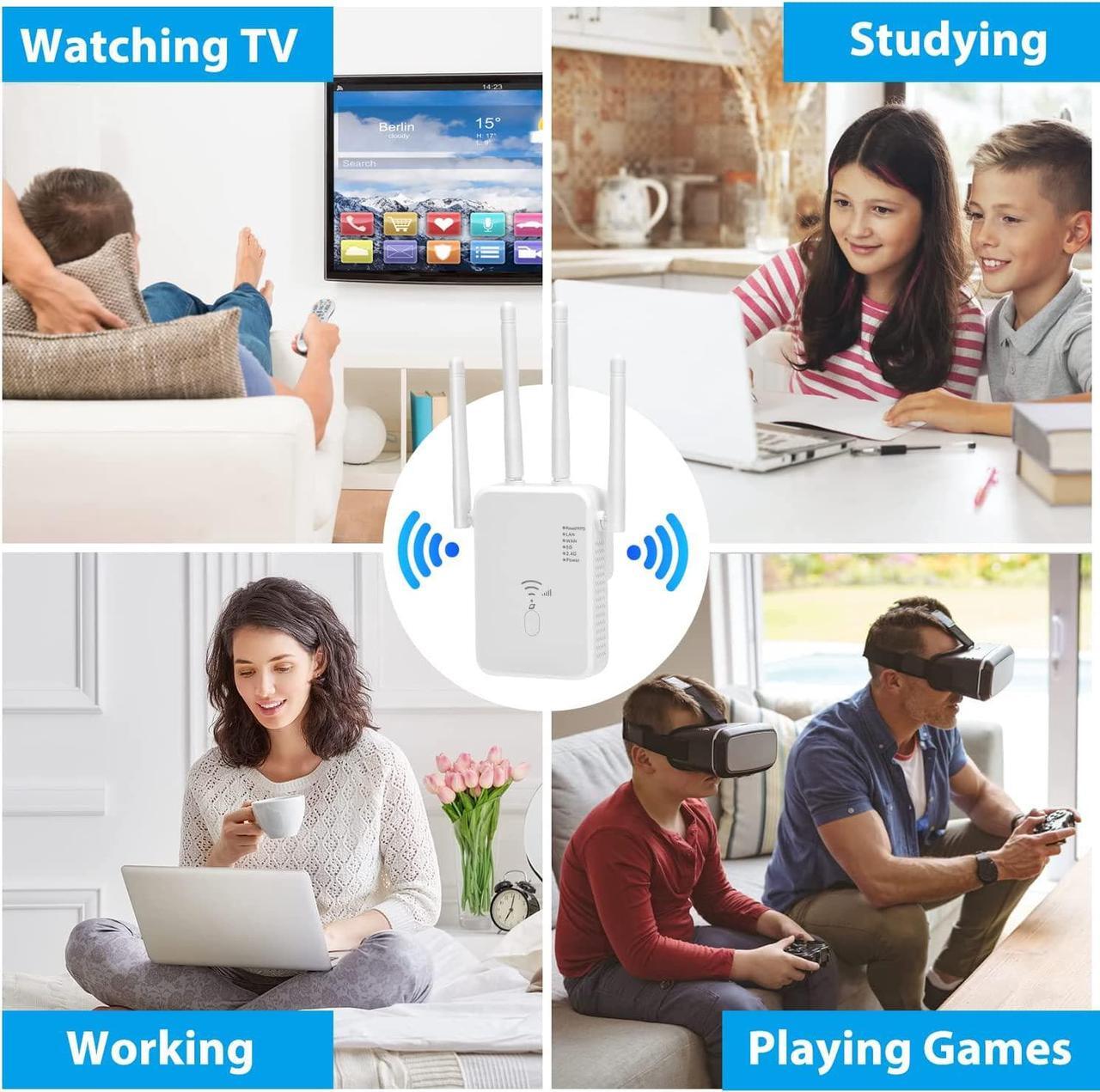 Alt view image 7 of 7 - WiFi Extender 1200Mbps,Dual Band 2.4G/5G WiFi Extenders Signal Booster for Home Covers Up to 8500 Sq.ft and 35 Devices,Wireless Internet Repeater and Signal Amplifier Easy Setup