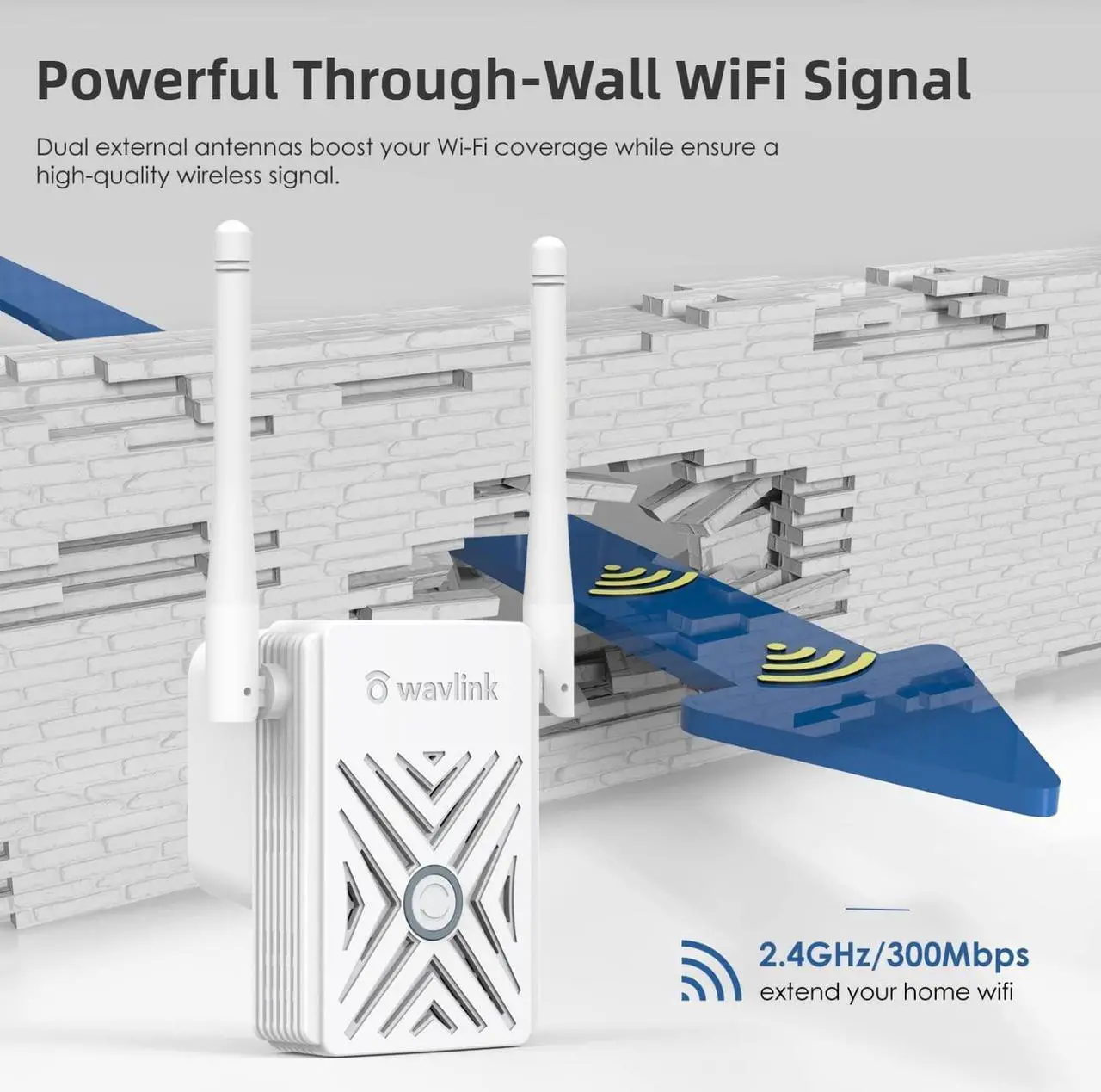 Alt view image 2 of 7 - Wireless WiFi Range Extender, N300 Wall Plug Access Point with Ethernet Port, Up to 1000 Sq.Ft Coverage, Adjustable Antennas and WPS Button