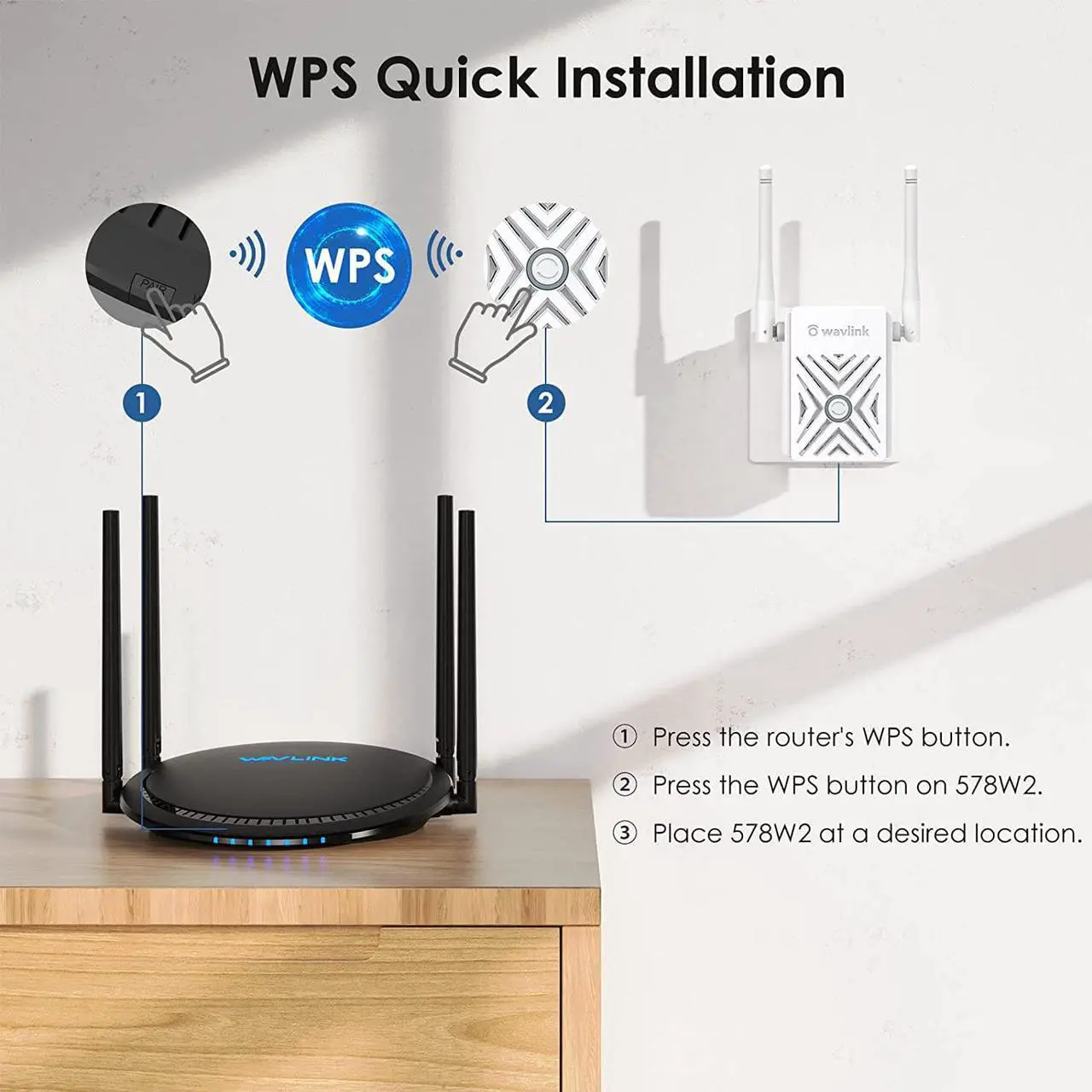 Alt view image 6 of 7 - Wireless WiFi Range Extender, N300 Wall Plug Access Point with Ethernet Port, Up to 1000 Sq.Ft Coverage, Adjustable Antennas and WPS Button