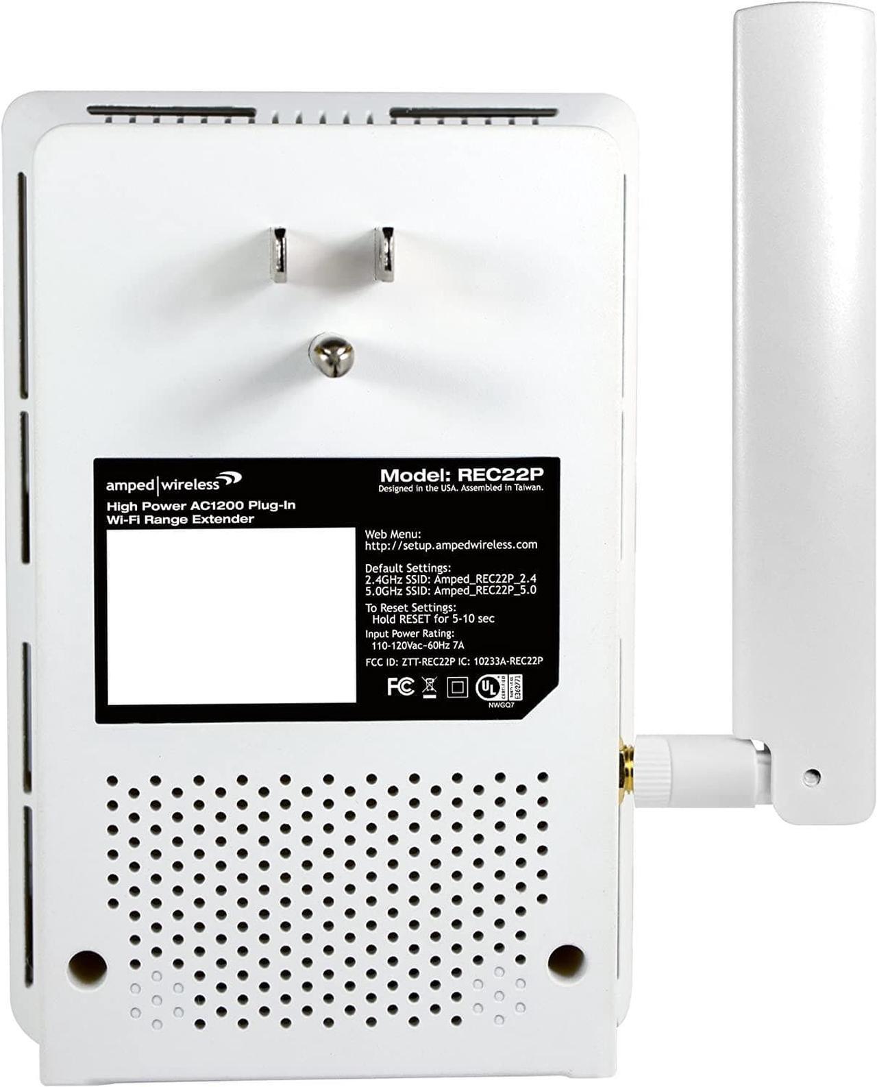 Alt view image 5 of 6 - Wireless High Power Plug-in AC1200 Wi-Fi Range Extender with Pass Thru Outlet & USB Charging (REC22P)