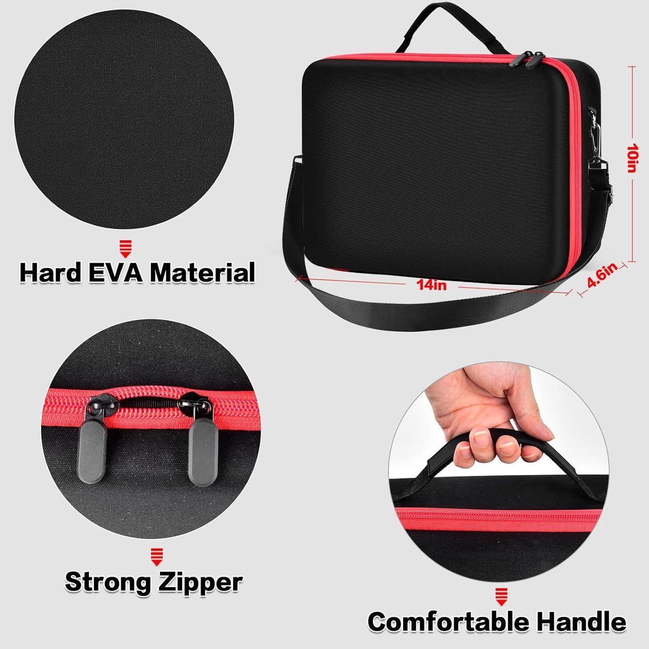Alt view image 3 of 6 - Hard Carrying Case for Meta/for Oculus Quest 2/ Quest 3 All-in-One VR Gaming Headset and Touch Controllers, Travel Storage Bag with Silicone Face Cover & Lens Protector & Accessories - Red Zipper