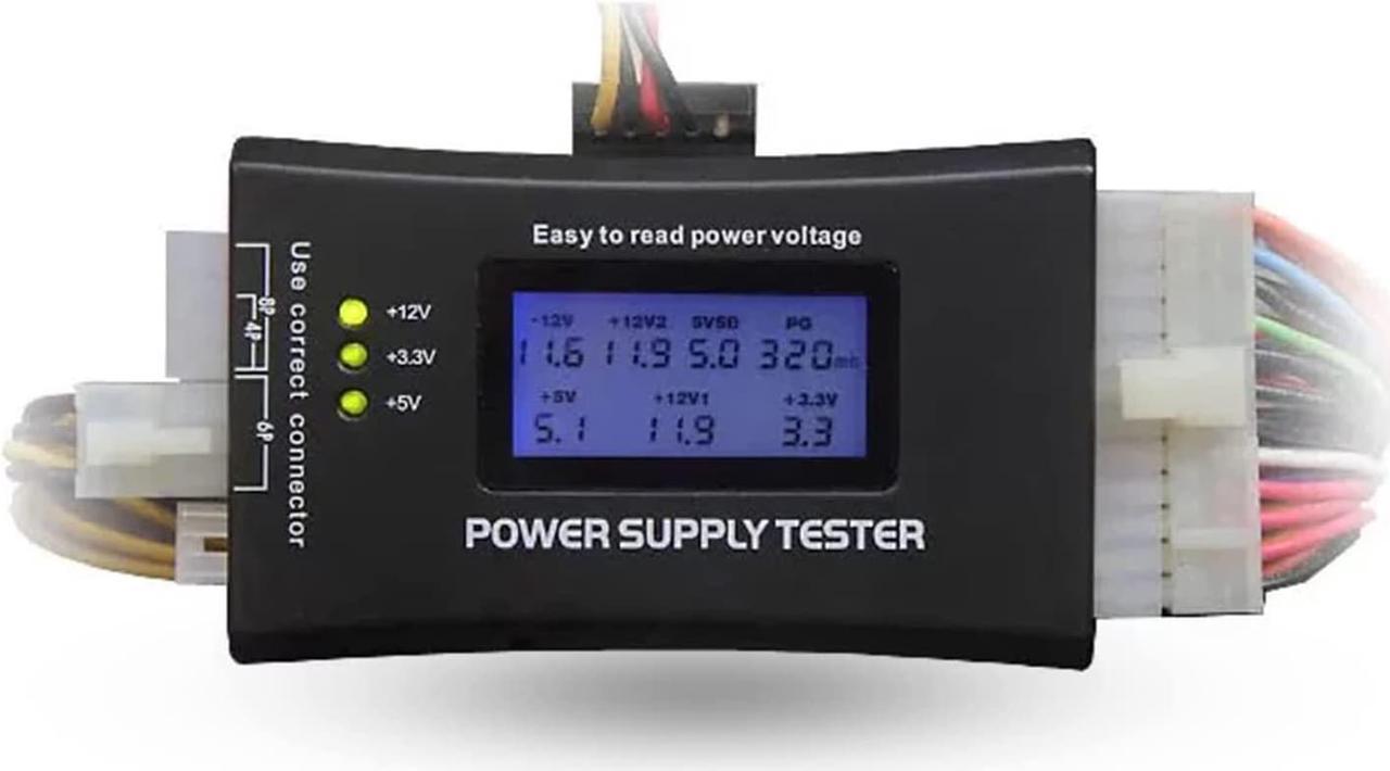 20 24 4 6 8 Pin Computer PC Power Supply Tester with LCD Display for ATX, ITX, BTX, PCI E, SATA