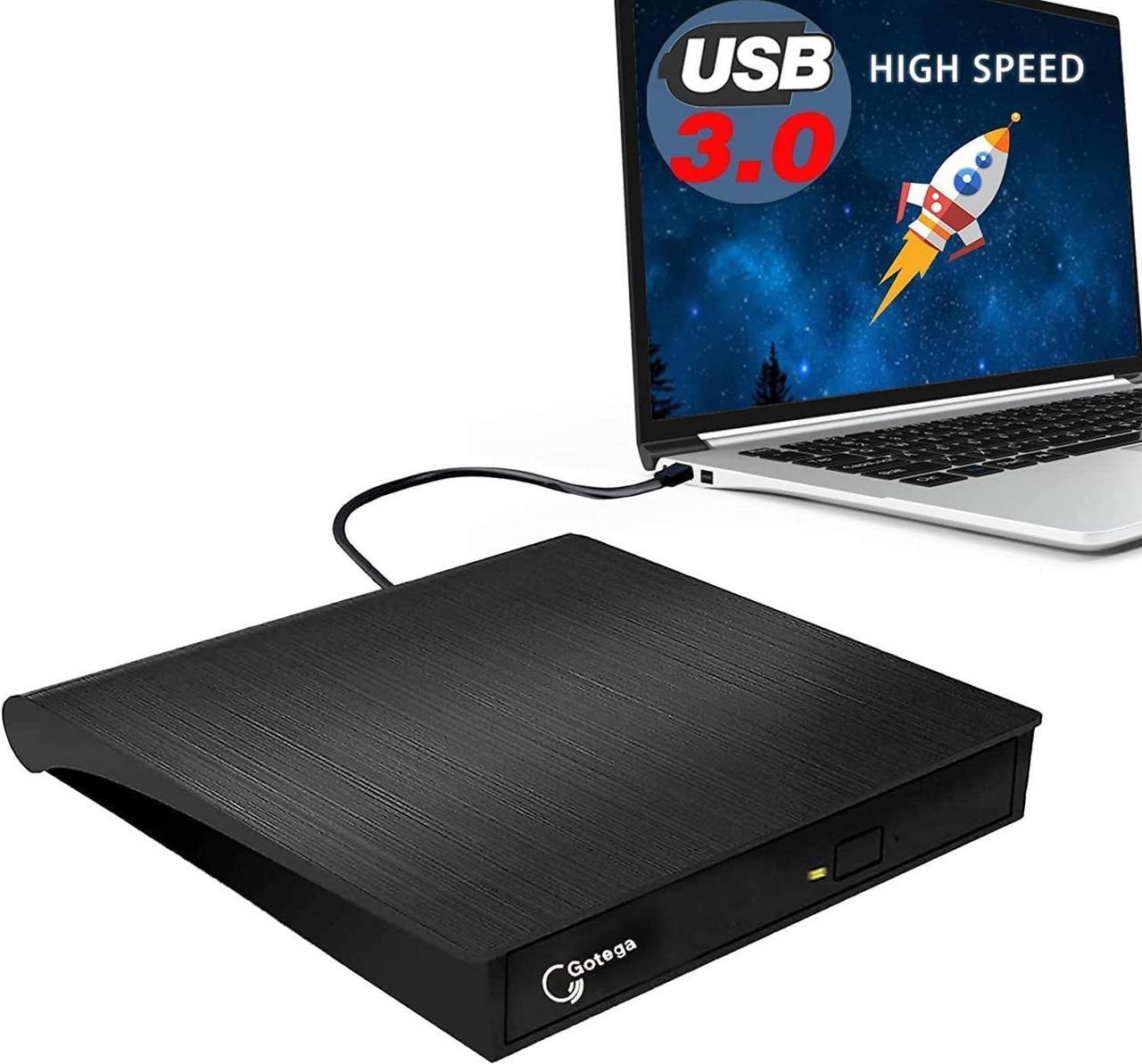 External DVD Drive, USB 3.0 Portable +/-RW , DVD Player for CD ROM Burner Compatible with Laptop Desktop PC Windows Linux OS Apple Mac Black