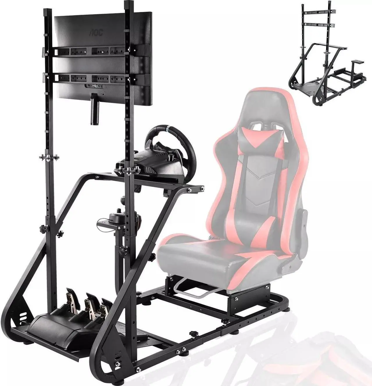 Main image of Minneer Racing Simulation Cockpit Racing Wheel Stand with Display Bracket,Steering Wheel Stand fit Logitech G25 G27 G29 G920 Fanatec Thrustmaster,NO Wheel Pedals Screen Seat