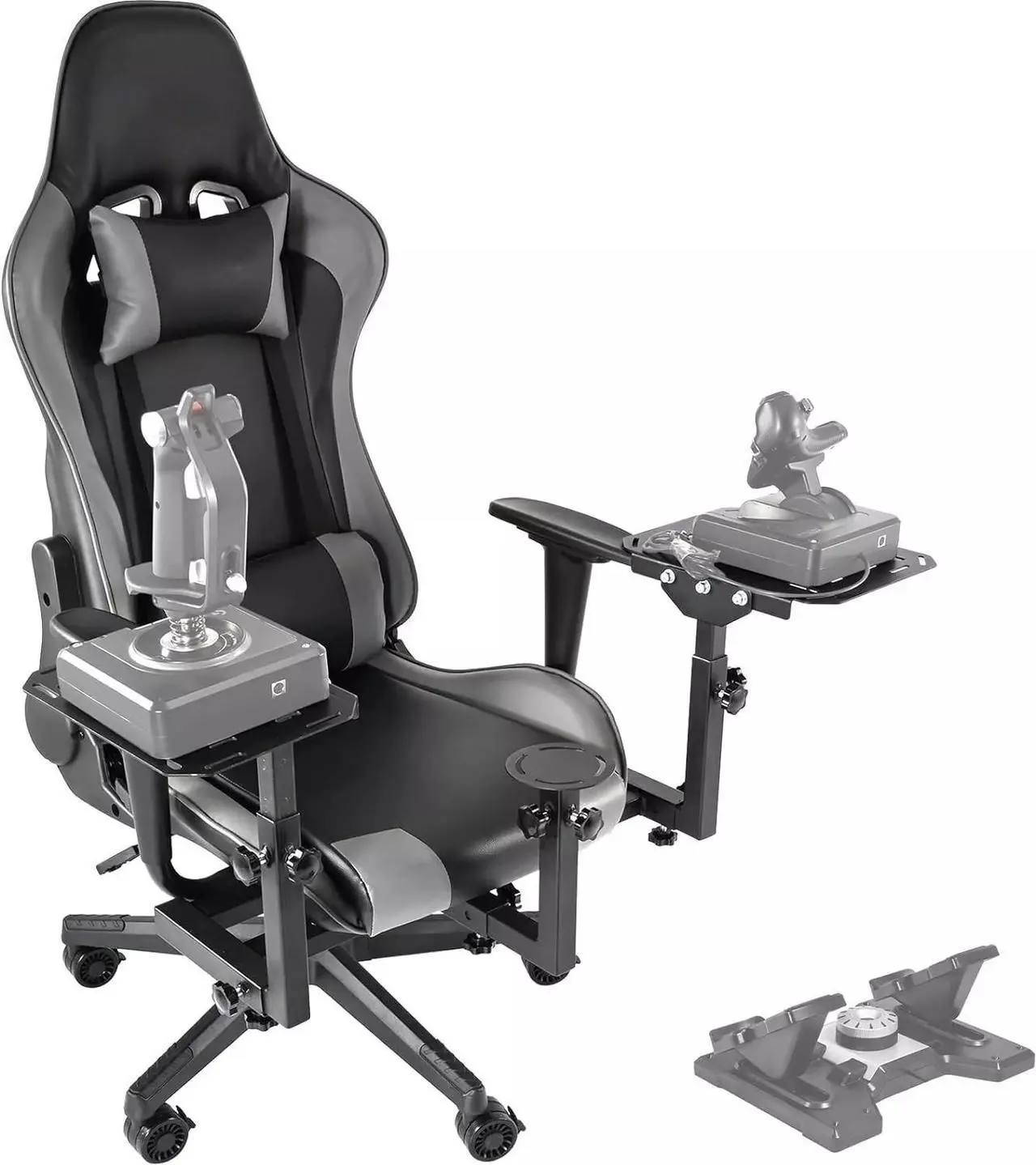 Main image of Minneer Flight Joystick Hotas Chair Mount Adjustable Compatible with Thrustmaster A10C Hotas Warthog Logitech X56 X52 More Stable Flight Sim Stand with Seat Detachable