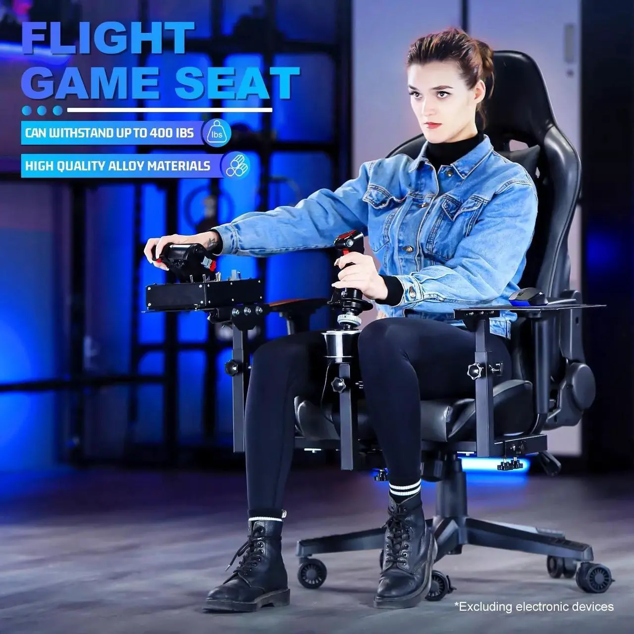 Alt view image 4 of 7 - Minneer Flight Joystick Hotas Chair Mount Adjustable Compatible with Thrustmaster A10C Hotas Warthog Logitech X56 X52 More Stable Flight Sim Stand with Seat Detachable