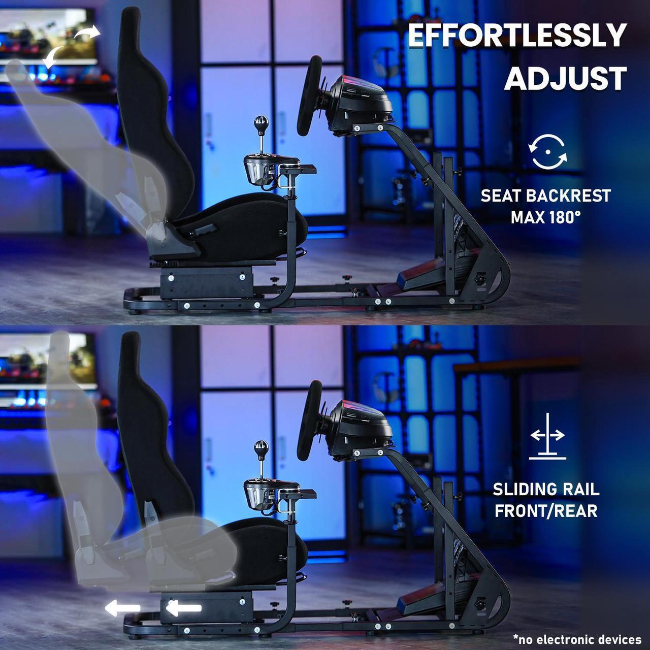 Alt view image 4 of 6 - Minneer Racing Simulator Cockpit with Comfortable Gaming Seat Mountable Monitor Stand Fit for Logitech/Thrustmaster/Fanatec G25 G27 G29 T248 T300, Gaming Steering Wheel Stand.
