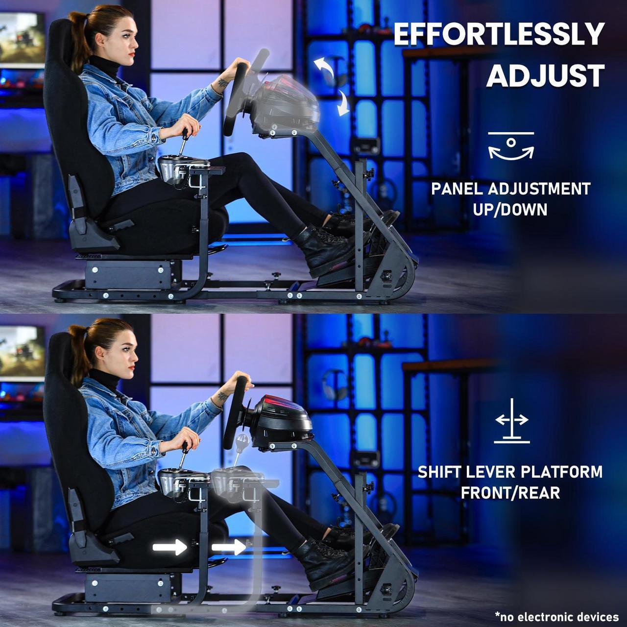 Alt view image 3 of 6 - Minneer Racing Simulator Cockpit with Comfortable Gaming Seat Mountable Monitor Stand Fit for Logitech/Thrustmaster/Fanatec G25 G27 G29 T248 T300, Gaming Steering Wheel Stand.