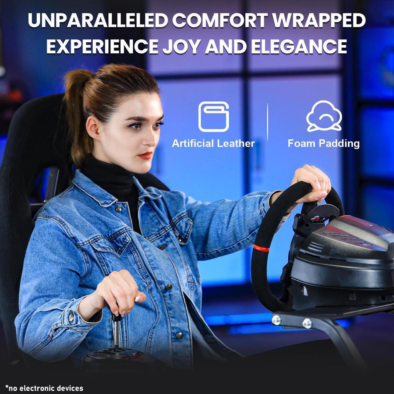 Alt view image 2 of 6 - Minneer Racing Simulator Cockpit with Comfortable Gaming Seat Mountable Monitor Stand Fit for Logitech/Thrustmaster/Fanatec G25 G27 G29 T248 T300, Gaming Steering Wheel Stand.