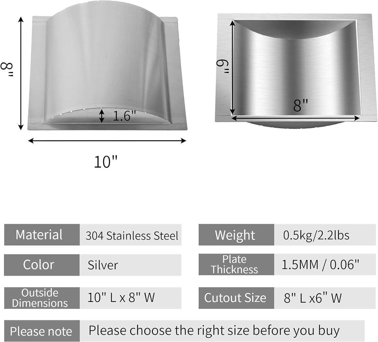 Alt view image 3 of 6 - Minneer 10 L * 8 W * 1.6 H Drop-in Deal Tray All Brushed 304 Stainless Steel Window Tray High Standard