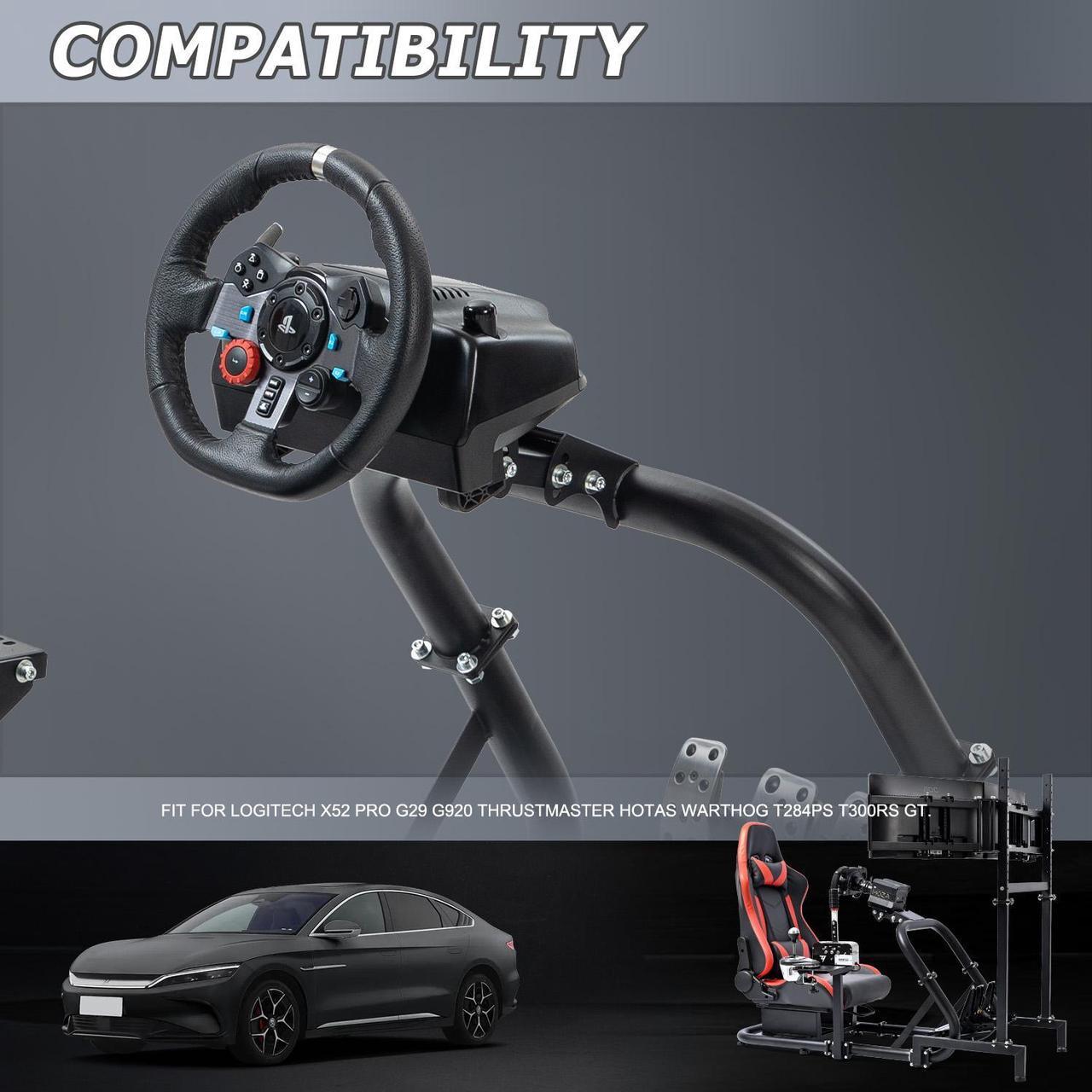 Alt view image 6 of 6 - Minneer Racing Simulator Cockpit with Triple Monitor Stand and Red Seat Fit for Logitech/Thrustmaster/Fanatec T500RS TX G29 G920 G923 CSL-DD, No Steering Wheel,Pedal,Handbrake