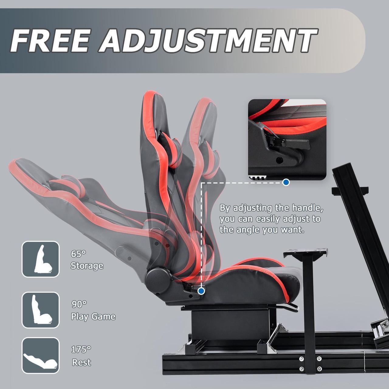 Alt view image 5 of 6 - Minneer 8040 Aluminum Racing Simulator Cockpit with 3 Monitor Stand and Ergonomic Seat, Compatible with Logitech/Thrustmaster/Fanatec/Moza Wheels and Direct Drive Motors