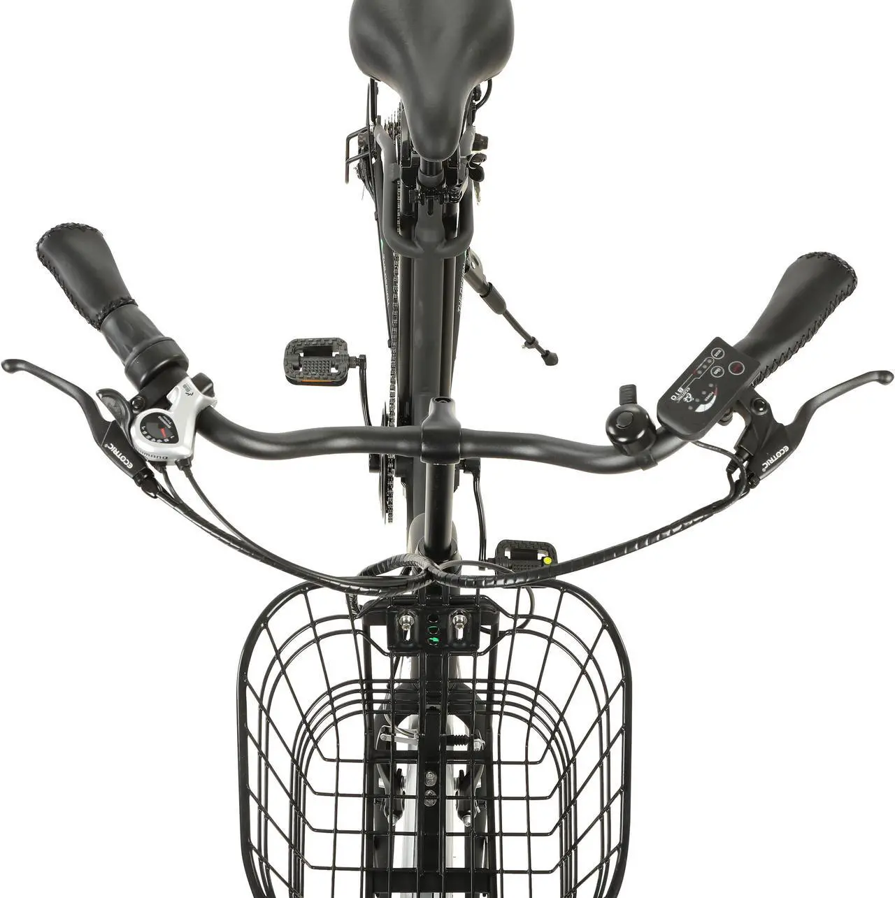Alt view image 5 of 7 - Ecotric 36V 10AH 350W 26inch black Peacedove Commute Step-Through electric city bicycle with basket, Shimano 7-speed and rear rack