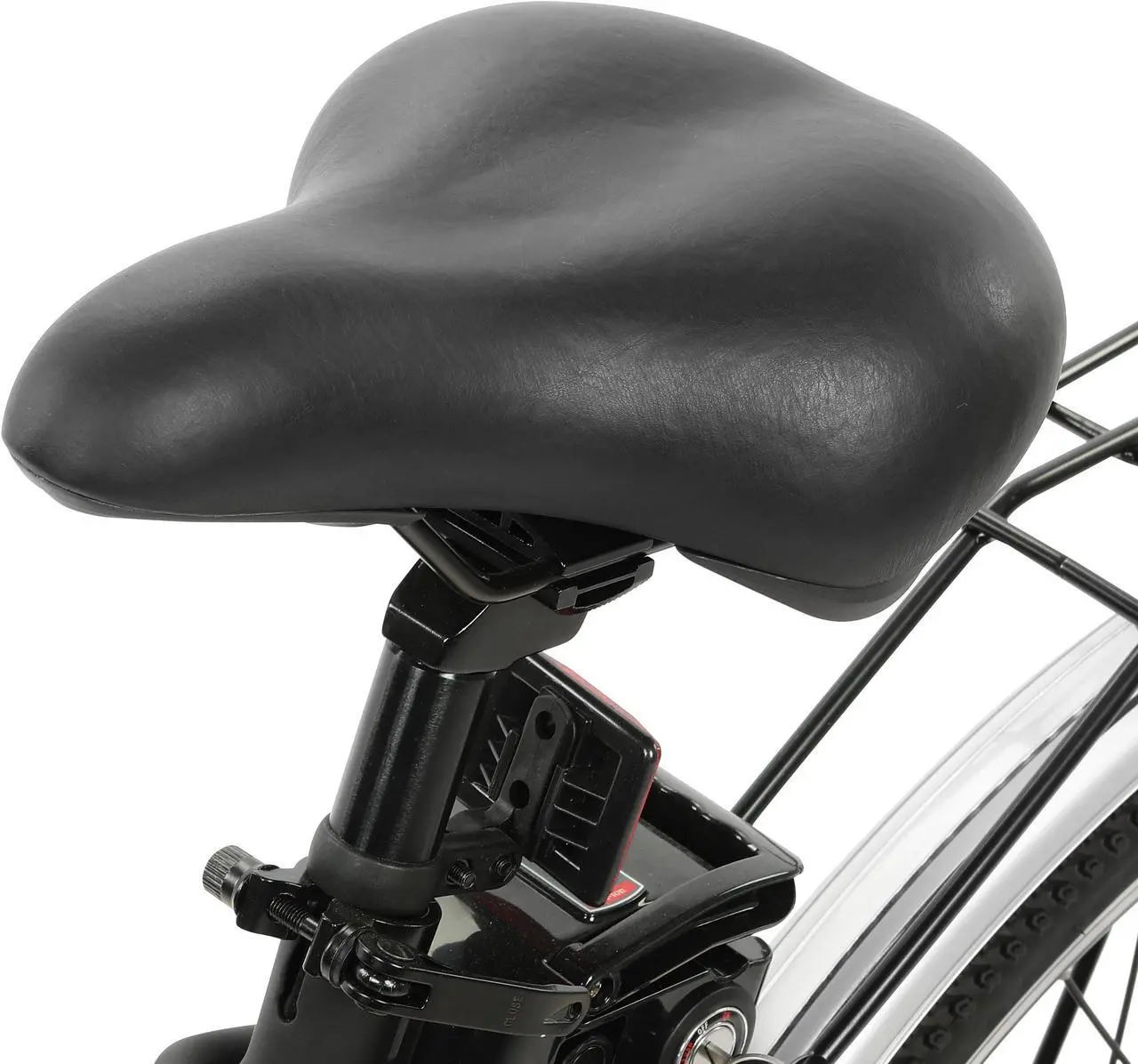 Alt view image 6 of 7 - Ecotric 36V 10AH 350W 26inch black Peacedove Commute Step-Through electric city bicycle with basket, Shimano 7-speed and rear rack