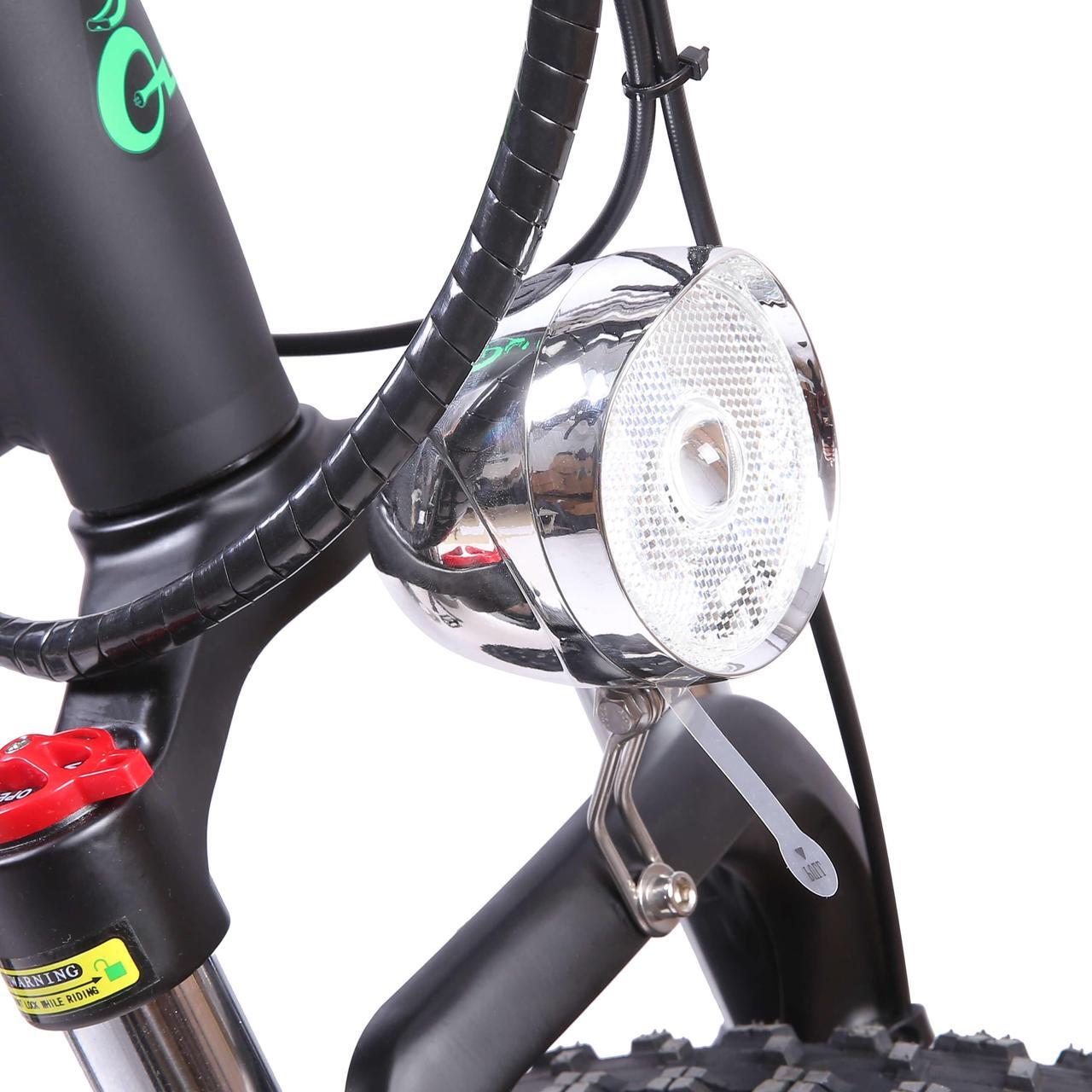 Alt view image 6 of 7 - Ecotric UL Certified 48V 13AH 750W orange Hammer Electric Fat Tire Beach Snow Bicycle with hydraulic front suspension fork, hydraulic disc brakes, front light, Shimano 7-speed and LCD display