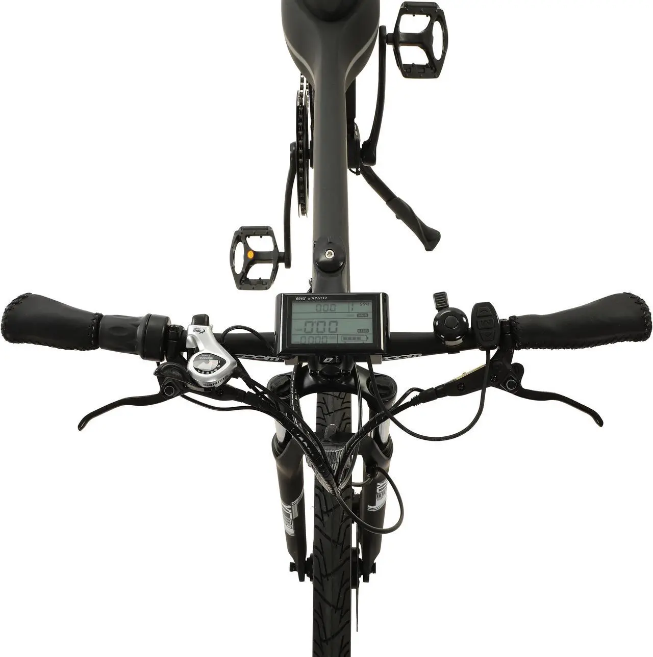 Alt view image 5 of 7 - Ecotric 48V 13AH 1000W Matt Black Seagull Electric Mountain Bike with hydraulic disc brakes, hydraulic front suspension fork, Shimano 7-speed and LCD display