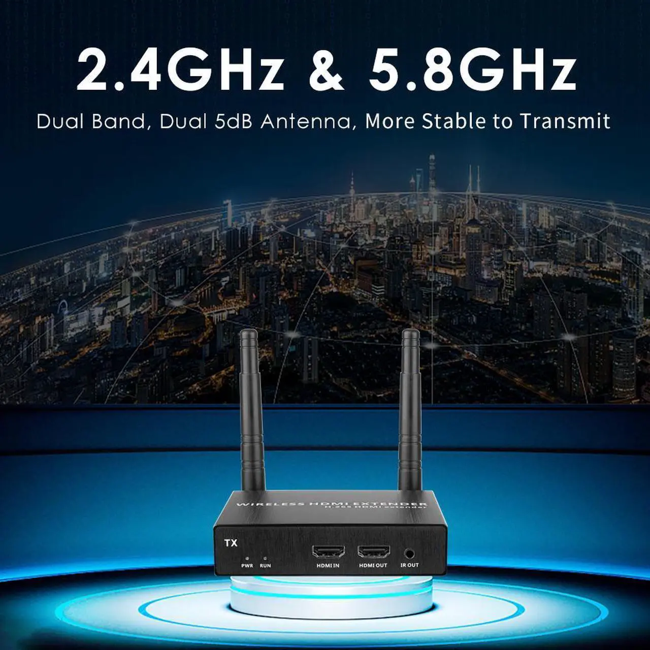 Alt view image 5 of 6 - EXVIST Wireless HDMI Extender Transmitter and Receiver W/HDMI Loop-Out, Up to 656 Feet, IR Support, Suitable for Transmitting Video from Laptop, PC, YouTube, Xbox One, PS4 to HDTV or Projector