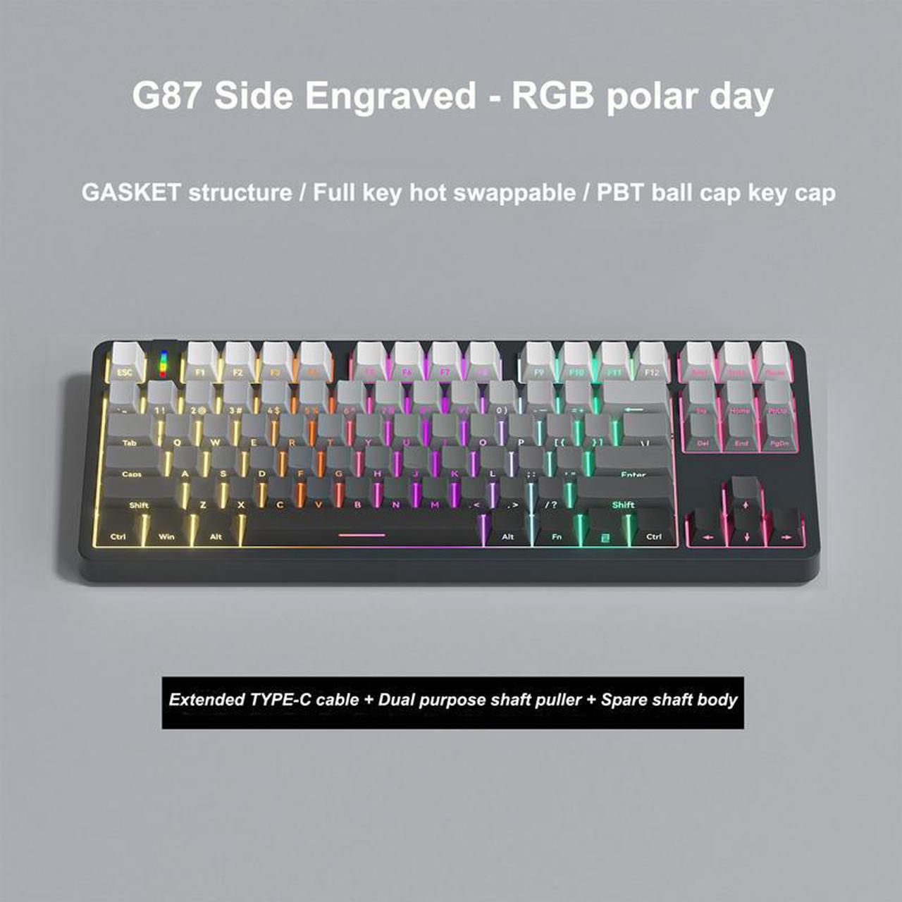 WSIRAK Gasket Wired Keyboard 87 Keys Hot Swappable DIY Wireless BT Mini RGB Gaming Red Blue Switch Mechanical Keyboard Set