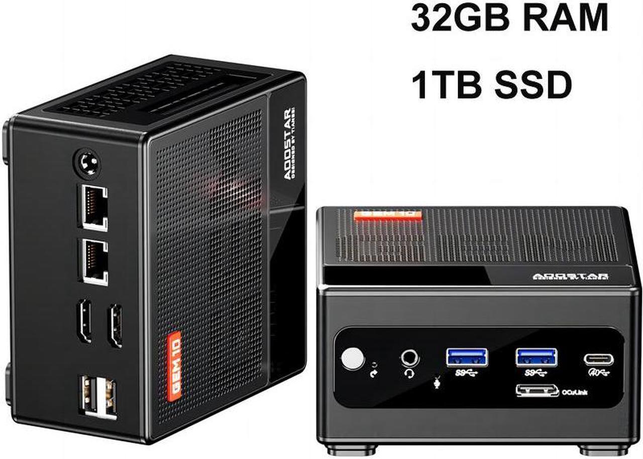 WSIRAK AOOSTAR GEM10 AMD Ryzen 7 6800H Mini PC with WIN 11 PRO/ 3* NVME/Oculink/2*2.5G LAN 32G RAM / 1T SSD