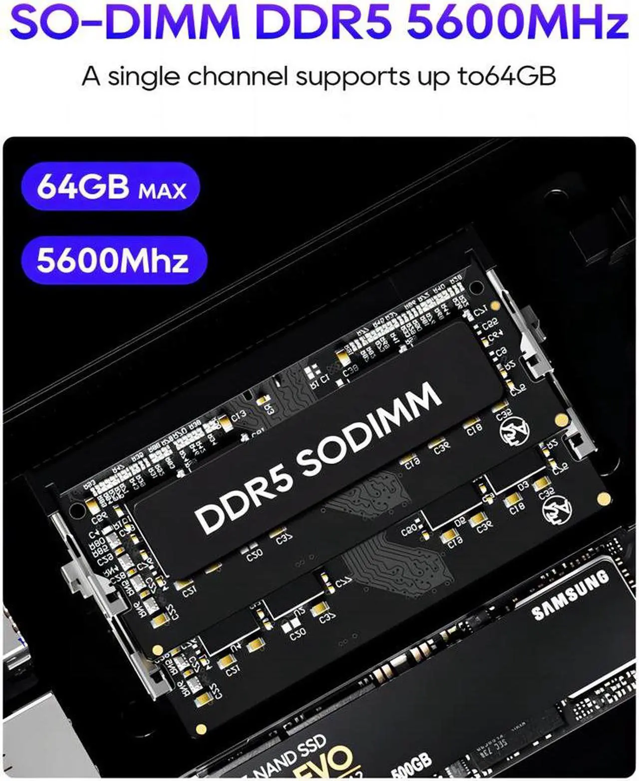 Alt view image 4 of 7 - WSIRAK AOOSTAR GEM12 AMD Ryzen 7 7840HS Mini PC with 16/32G DDR5 RAM 512G/1T PCle 4.0 SSD WIN 11 PRO/ 2* NVME/Oculink/2*2.5G LAN (Non-screened version) 32G RAM / 1T SSD