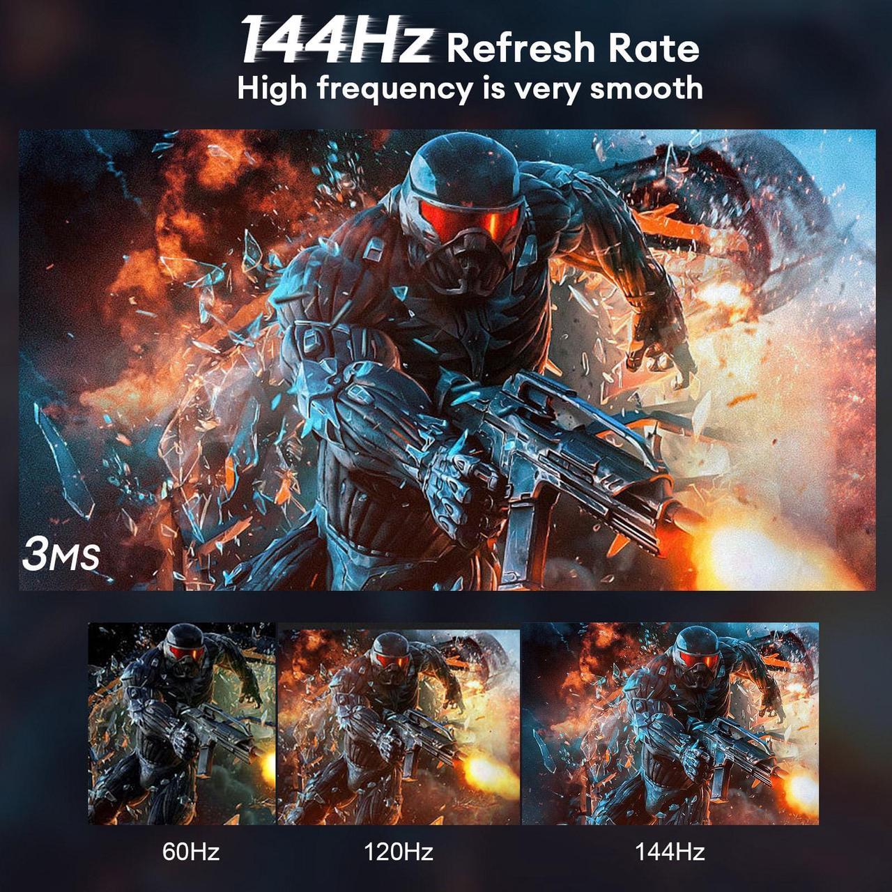 Alt view image 5 of 7 - ZEUSLAP P16K 16 Inch Portable Monitor, 2.5K 144Hz 100%sRGB IPS Screen Computer Gaming Monitor with HDMI-compatible + Type-C + 3.5 mm Audio Ports for Laptop, Switch, Xbox, PS4/5, Smartphone etc.