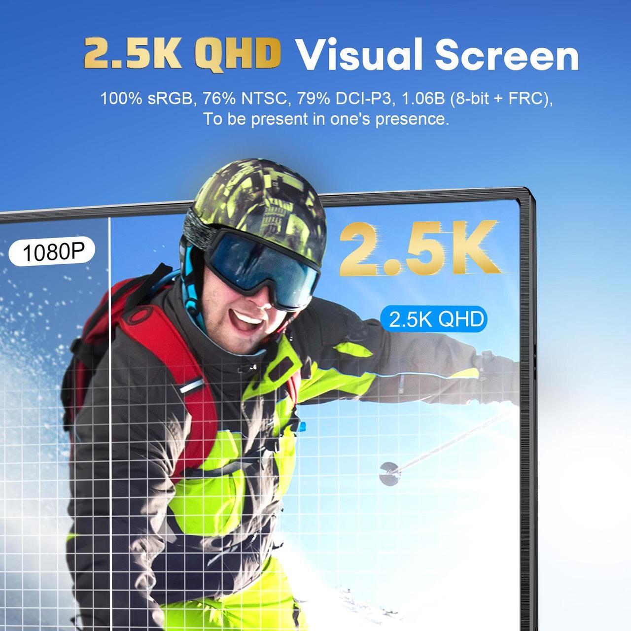 Alt view image 4 of 7 - ZEUSLAP P16K 16 Inch Portable Monitor, 2.5K 144Hz 100%sRGB IPS Screen Computer Gaming Monitor with HDMI-compatible + Type-C + 3.5 mm Audio Ports for Laptop, Switch, Xbox, PS4/5, Smartphone etc.