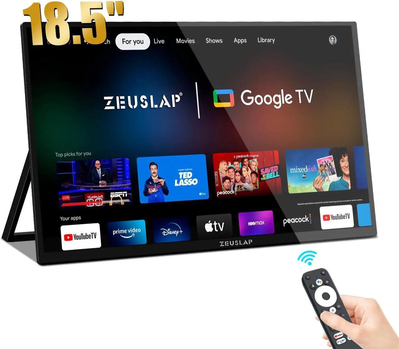 Main image of ZEUSLAP Z18TV 18.5 Inch Portable Monitor Built-in IPTV, 1080P 100Hz Touchscreen Portable TV with WIFI Connection for Laptop, PS4/5, Switch,etc.