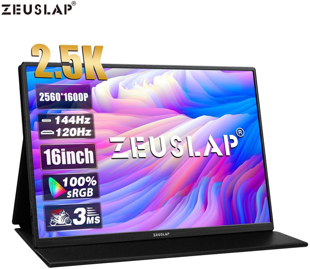 Main image of ZEUSLAP P16K 16 Inch Portable Monitor, 2.5K 144Hz 100%sRGB IPS Screen Computer Gaming Monitor with HDMI-compatible + Type-C + 3.5 mm Audio Ports for Laptop, Switch, Xbox, PS4/5, Smartphone etc.