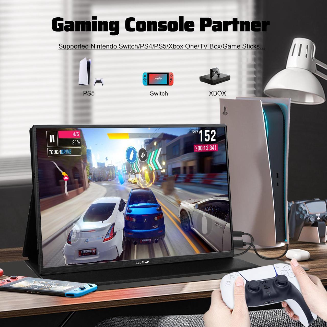 Alt view image 8 of 7 - ZEUSLAP P16K 16 Inch Portable Monitor, 2.5K 144Hz 100%sRGB IPS Screen Computer Gaming Monitor with HDMI-compatible + Type-C + 3.5 mm Audio Ports for Laptop, Switch, Xbox, PS4/5, Smartphone etc.