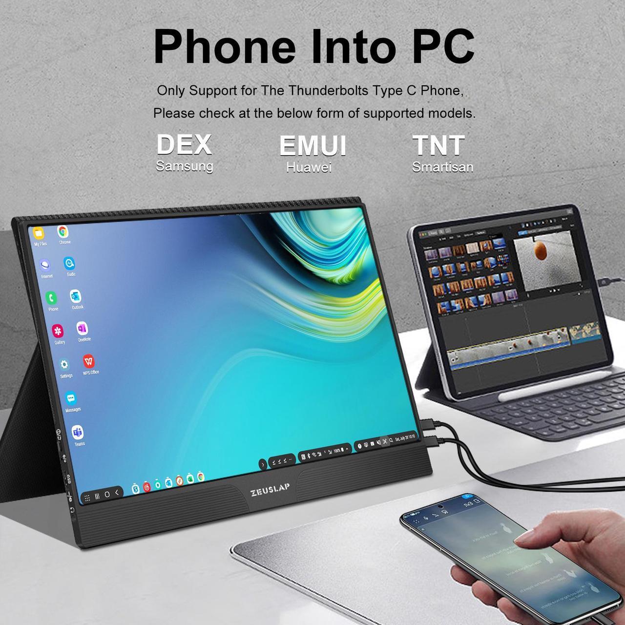 Alt view image 6 of 7 - ZEUSLAP Z15ST 15.6Inch Touchscreen Portable Monitor, 1920x1080 60hz Full HD IPS Screen Computer Gaming Monitor with HDMI-compatible +USB-C Ports for Laptop, Smartphone ect.